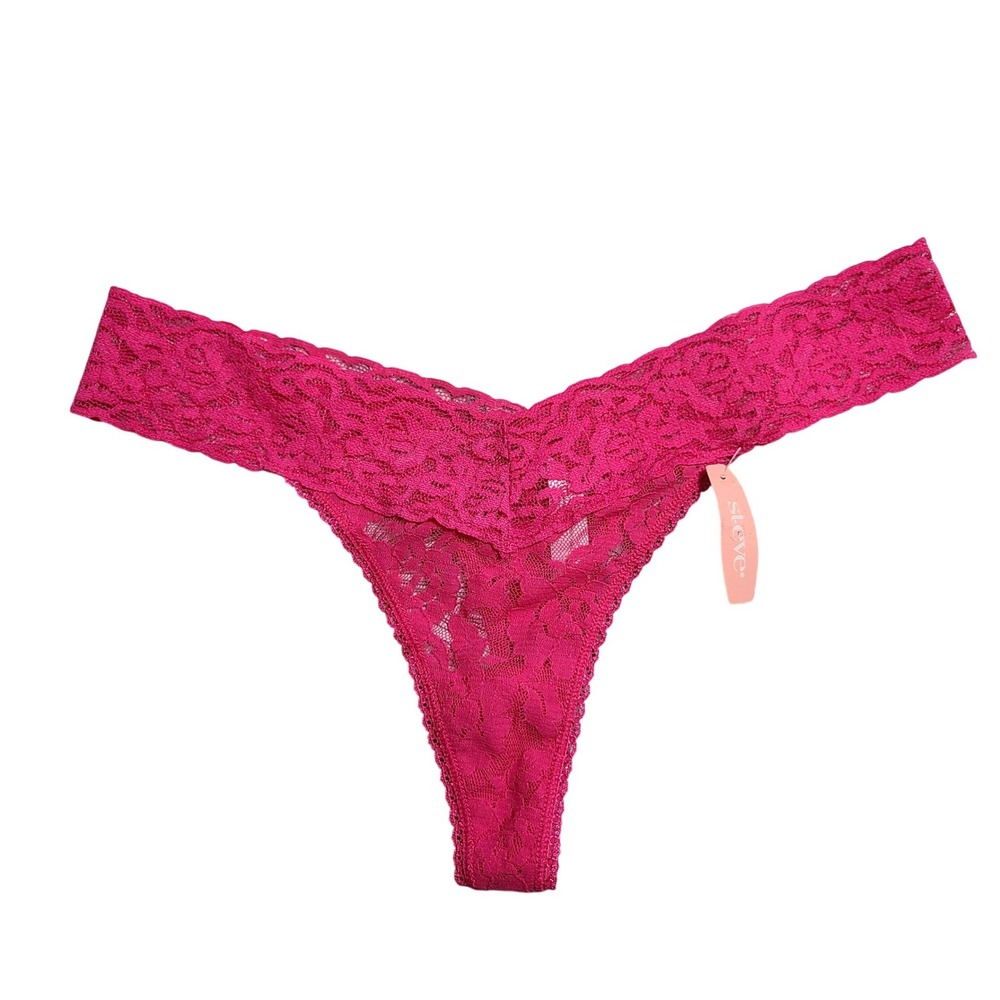 Hot‎ Pink Floral Lace Thong M/L Womens Panties NWT